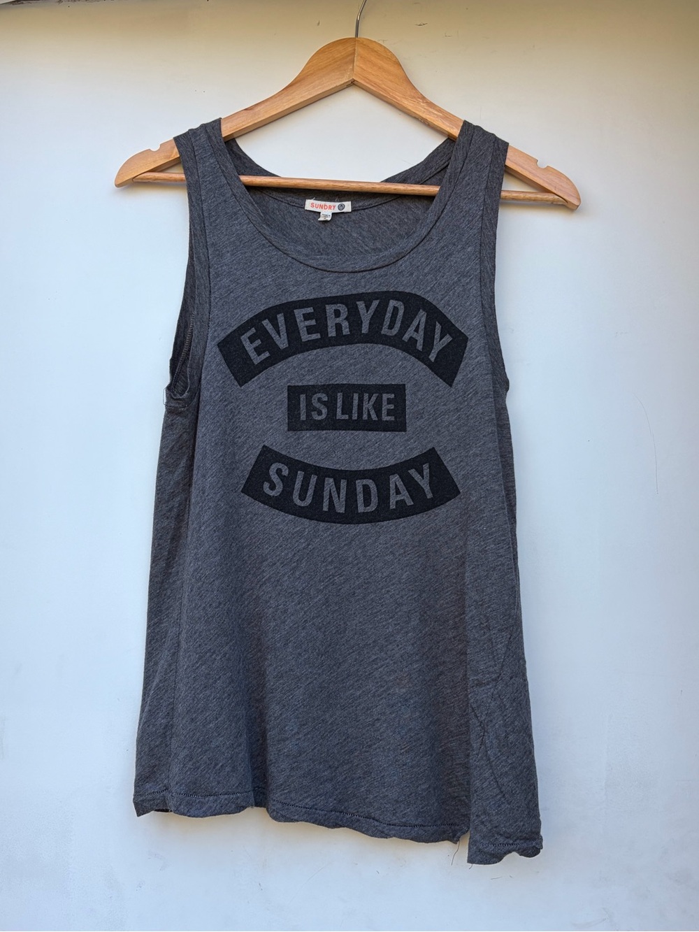 Sundry Charcoal Gray Graphic Tank - Everyday Is Like Sunday